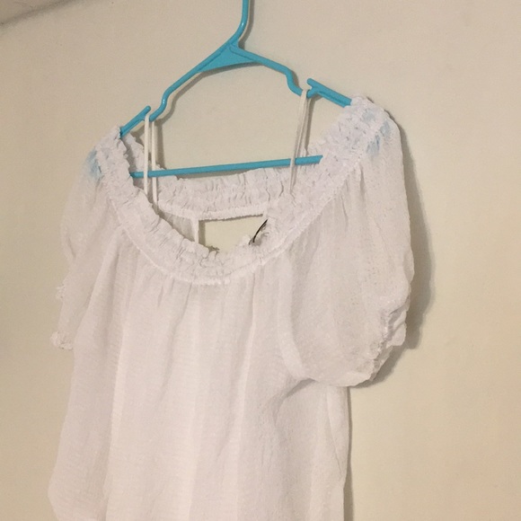 GUESS | Off the Shoulder Sheer Blouse - Picture 4 of 5